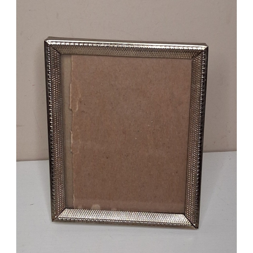 Vintage Gold Tone Tabletop Picture Frame Textured Metal Look Easel Back